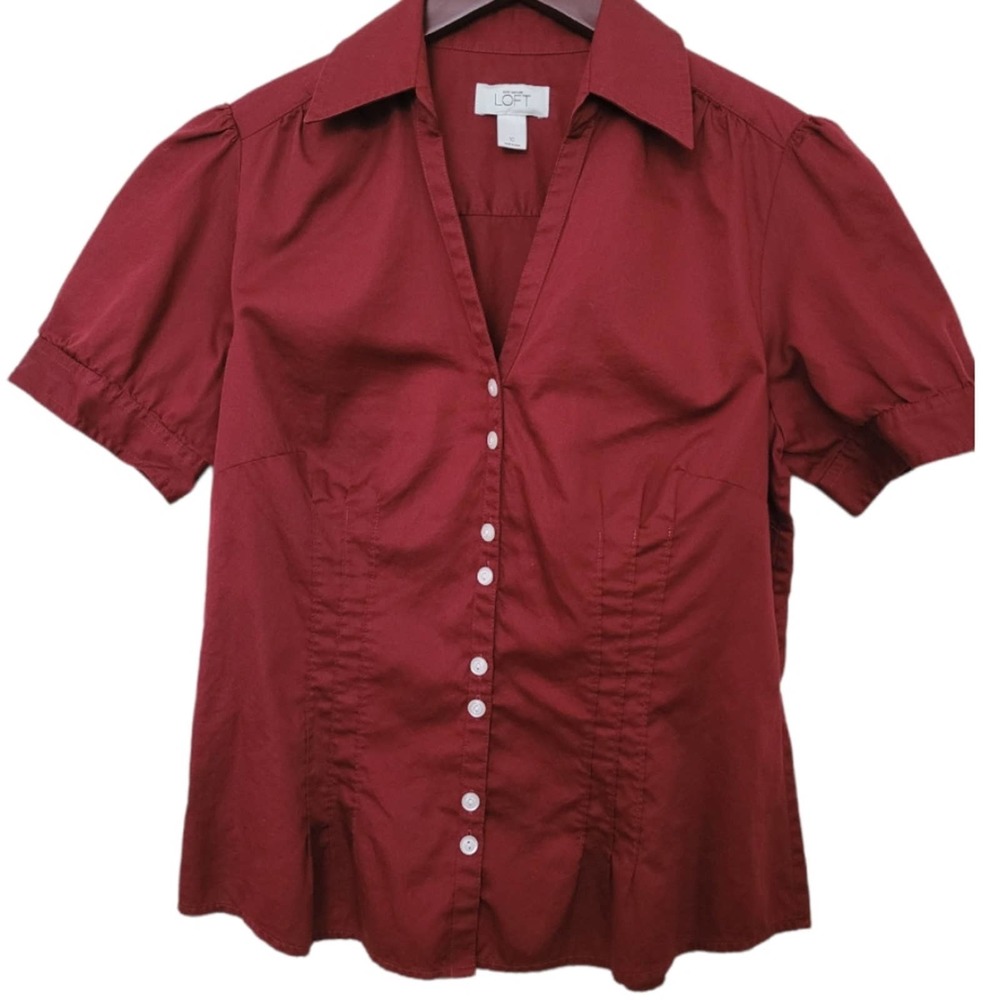 Anne Taylor LOFT Red Button Up Blouse  Size 10